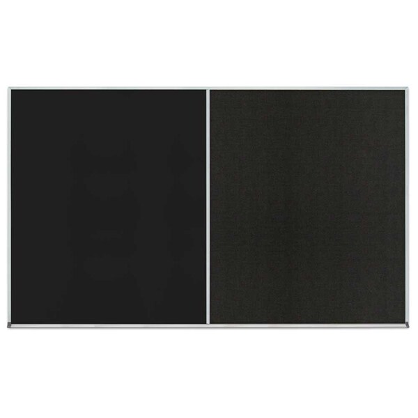 Triple Door Radius Corkboard, 72"x48", Bla, UV70055RC-BLACK-AMETHY